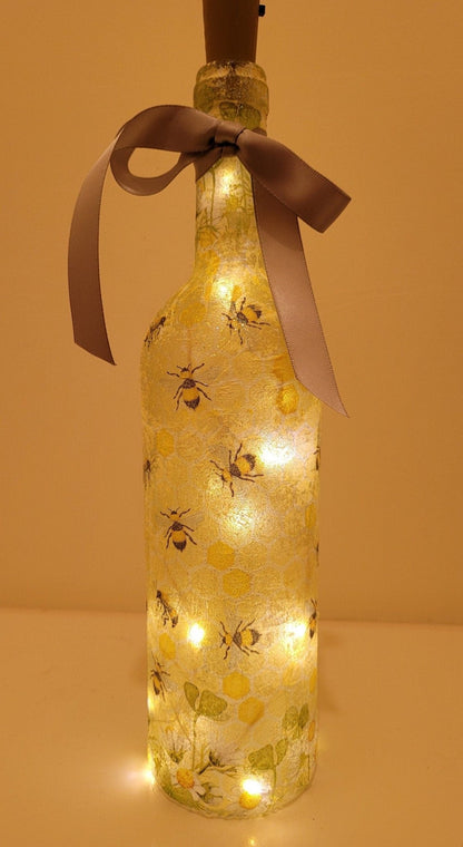 Decoupage Bumble Bee Bottle Light - Quantock Inspiration