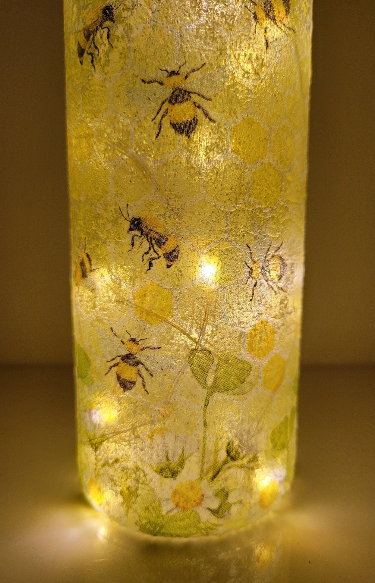 Decoupage Bumble Bee Bottle Light - Quantock Inspiration