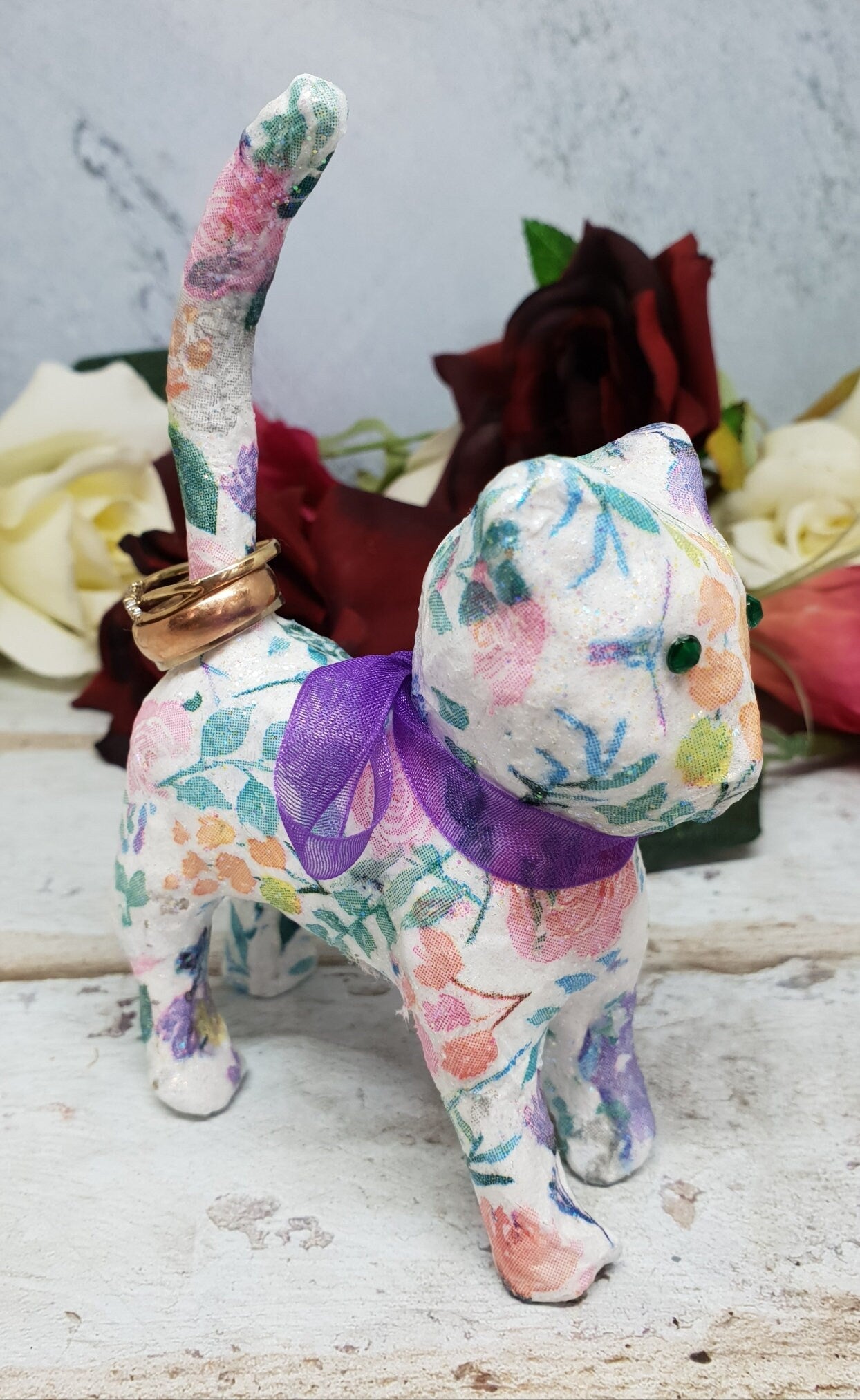 Decoupage Cat Ring Holder - Quantock Inspiration