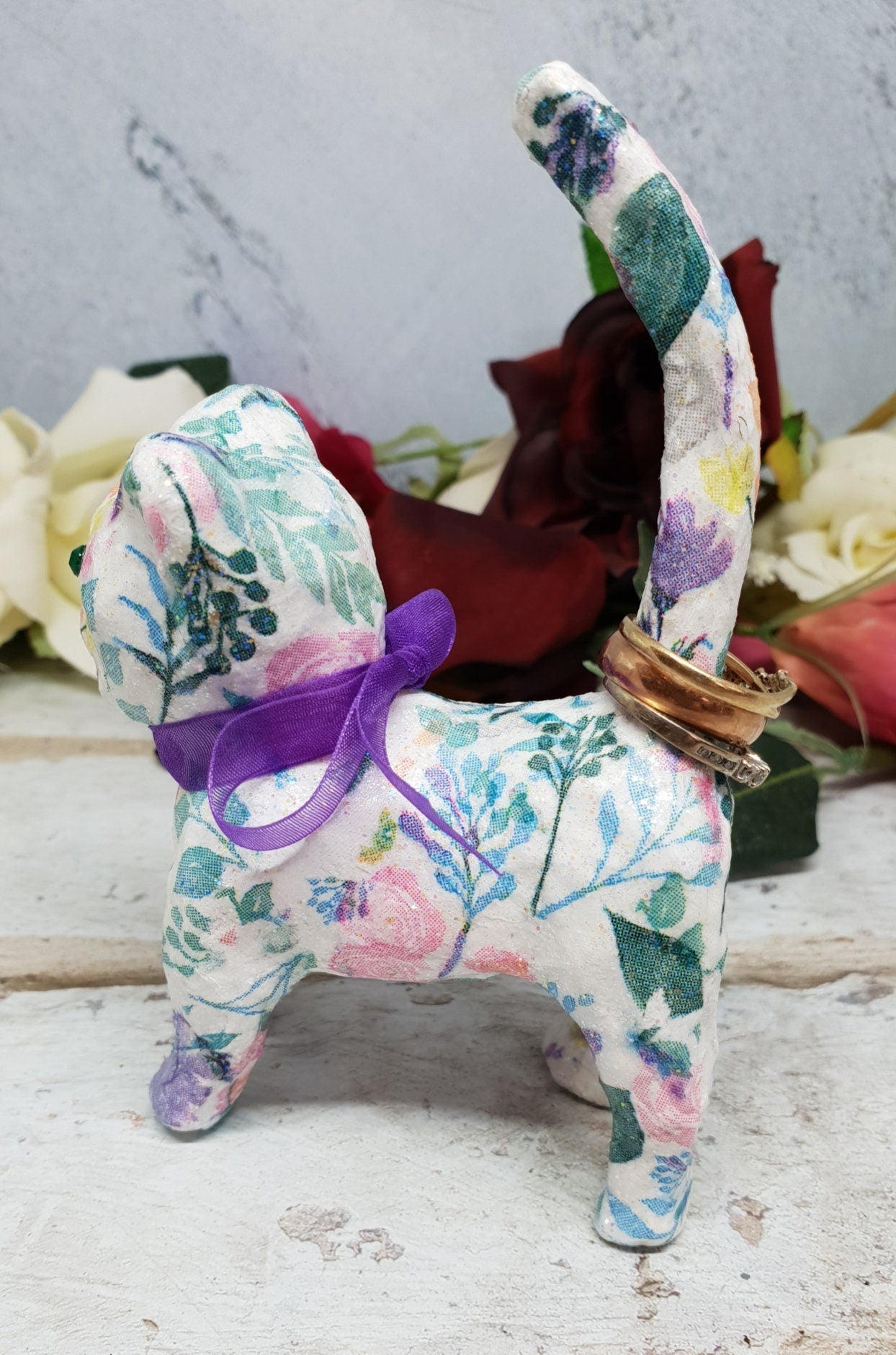 Decoupage Cat Ring Holder - Quantock Inspiration