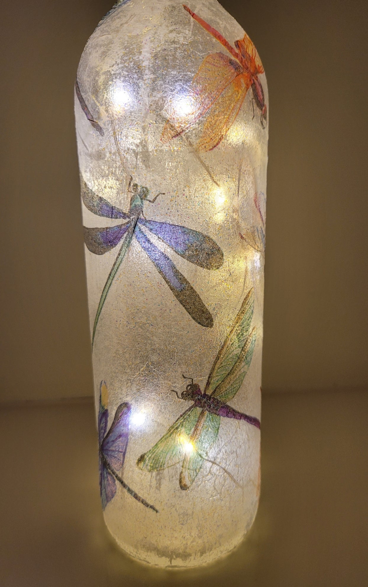 Decoupage Dragonfly Bottle Lamp - Quantock Inspiration