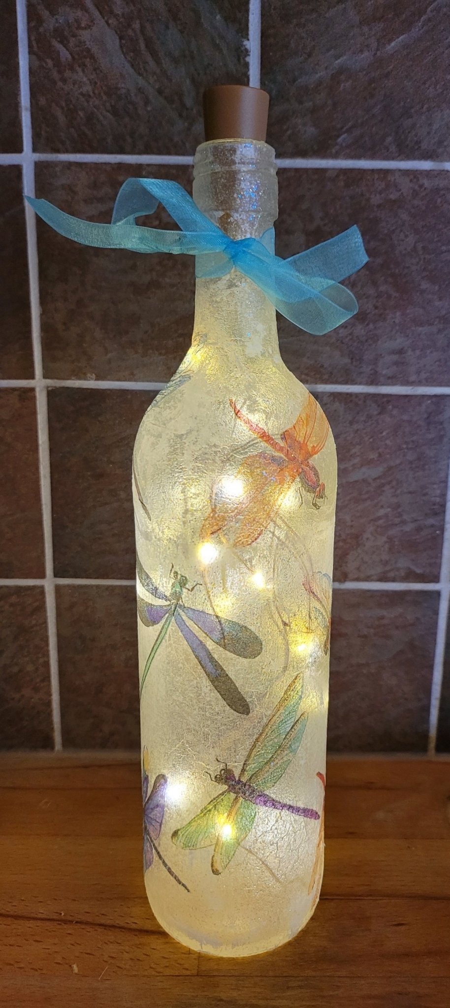 Decoupage Dragonfly Bottle Lamp - Quantock Inspiration