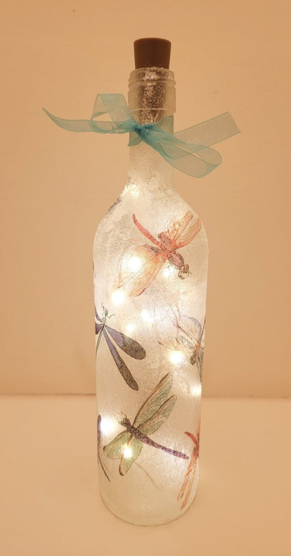 Decoupage Dragonfly Bottle Lamp - Quantock Inspiration