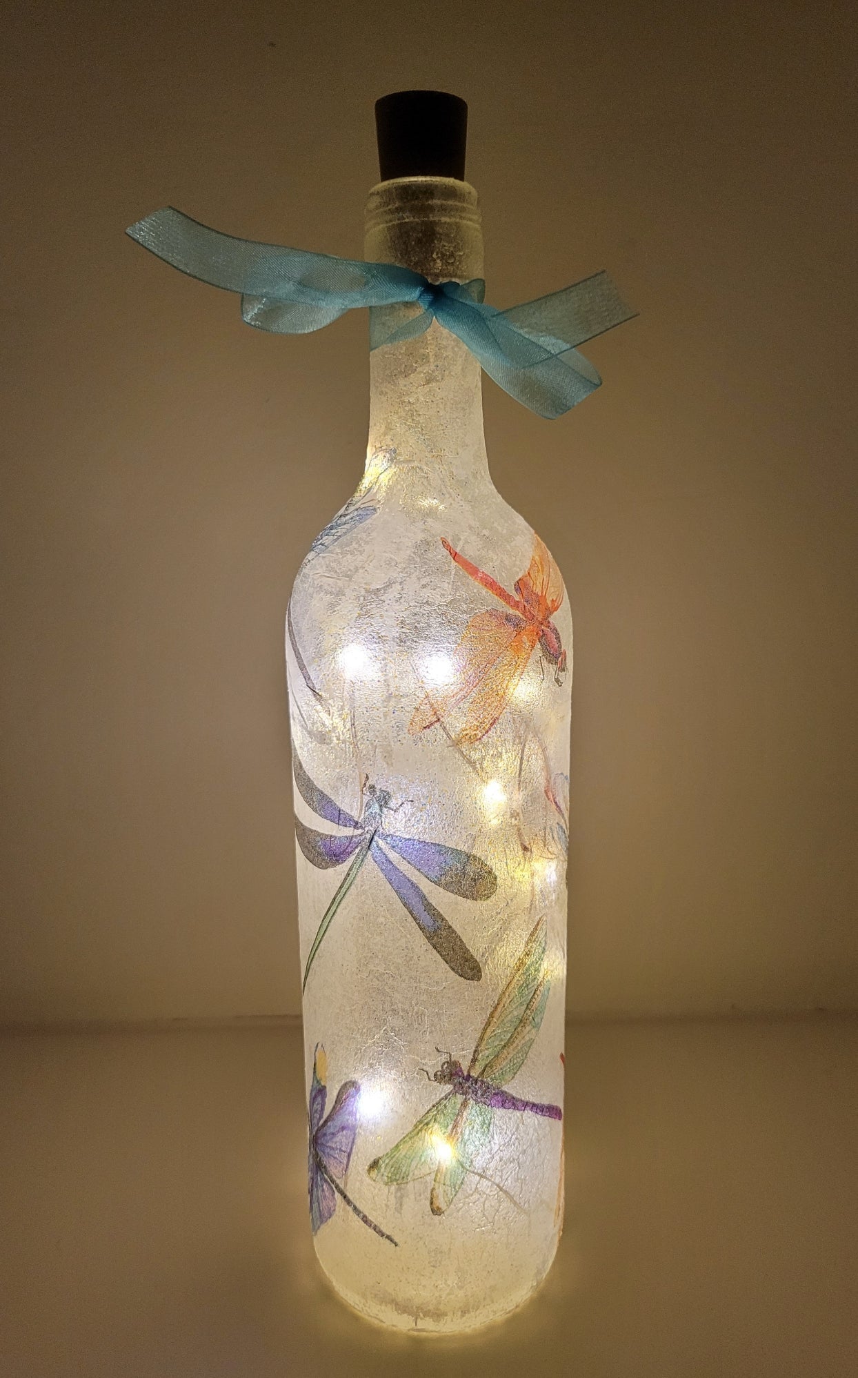 Decoupage Dragonfly Bottle Lamp - Quantock Inspiration