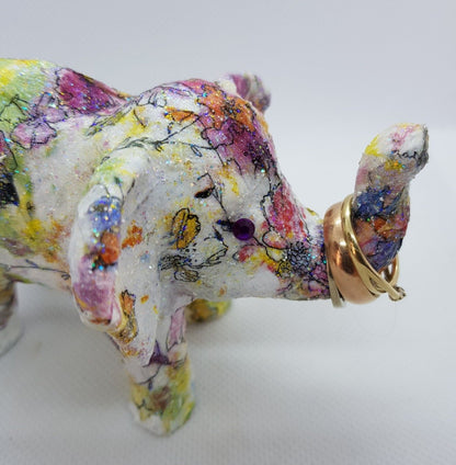 Decoupage Elephant Ring Display - Quantock Inspiration