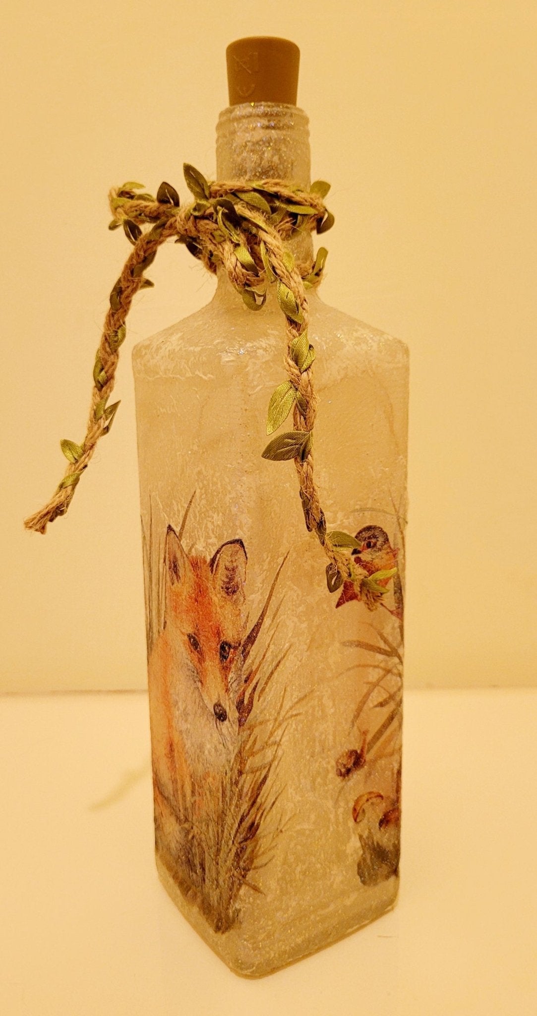 Decoupage Fox Bottle Lamp - Quantock Inspiration