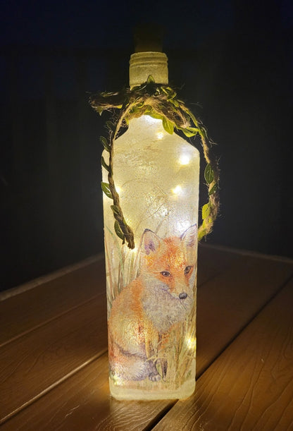 Decoupage Fox Bottle Lamp - Quantock Inspiration