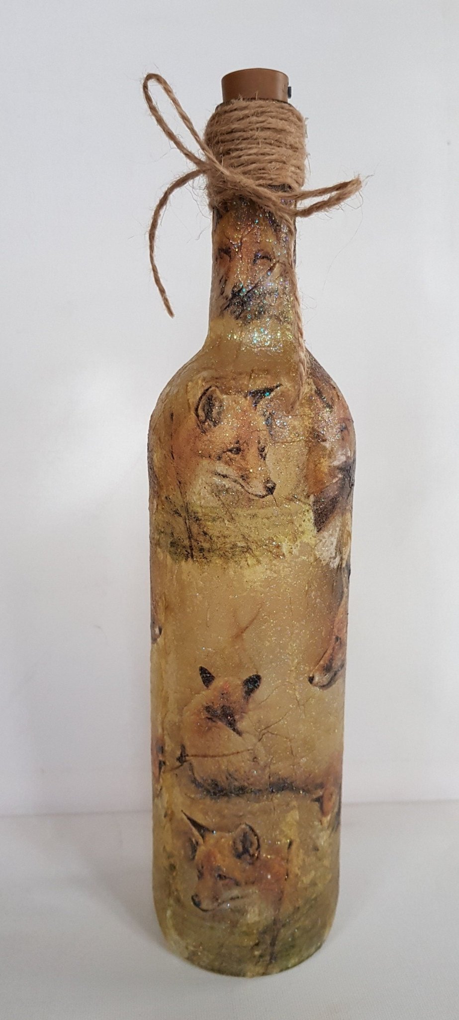 Decoupage Fox Light Up Bottle - Quantock Inspiration