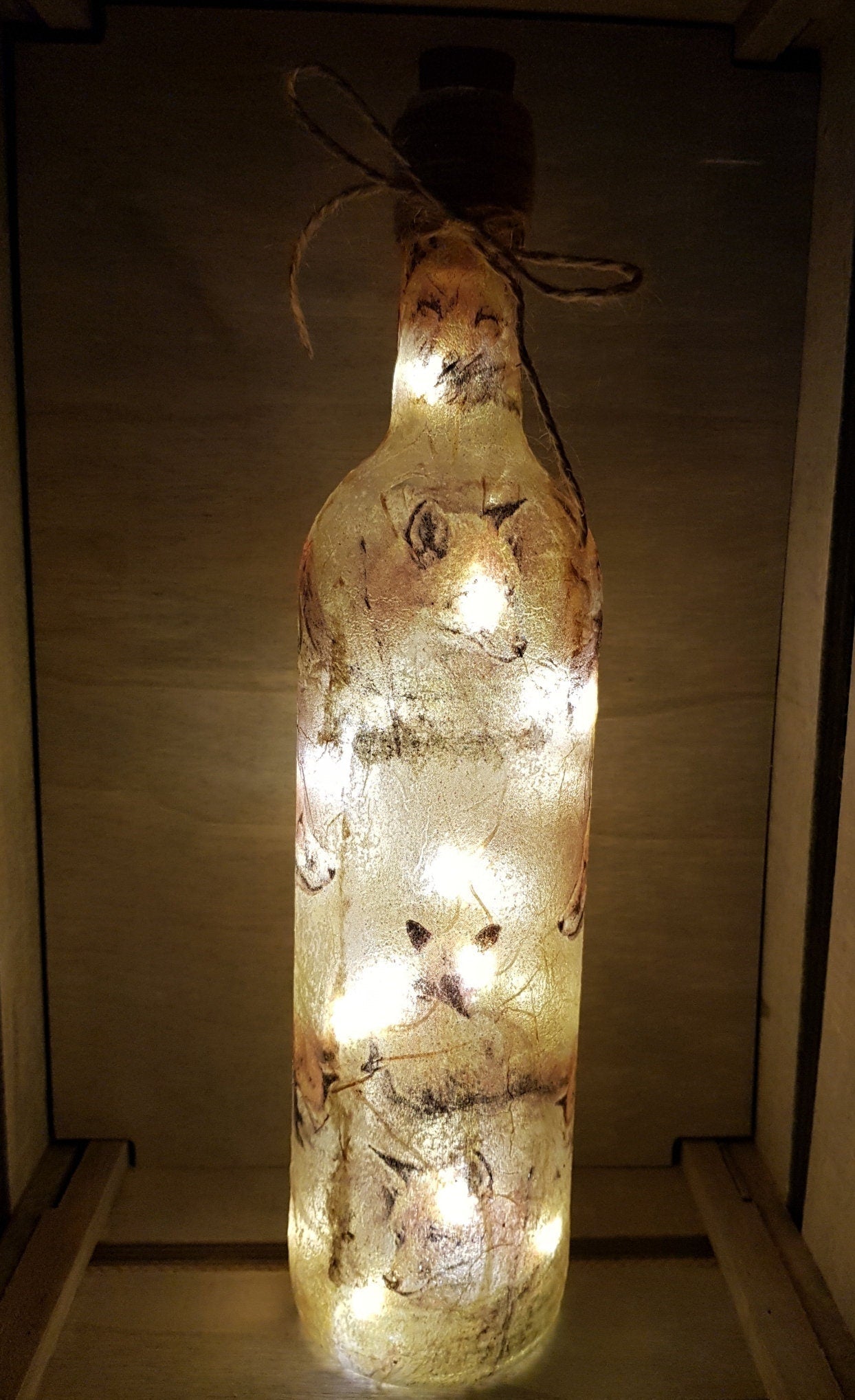 Decoupage Fox Light Up Bottle - Quantock Inspiration