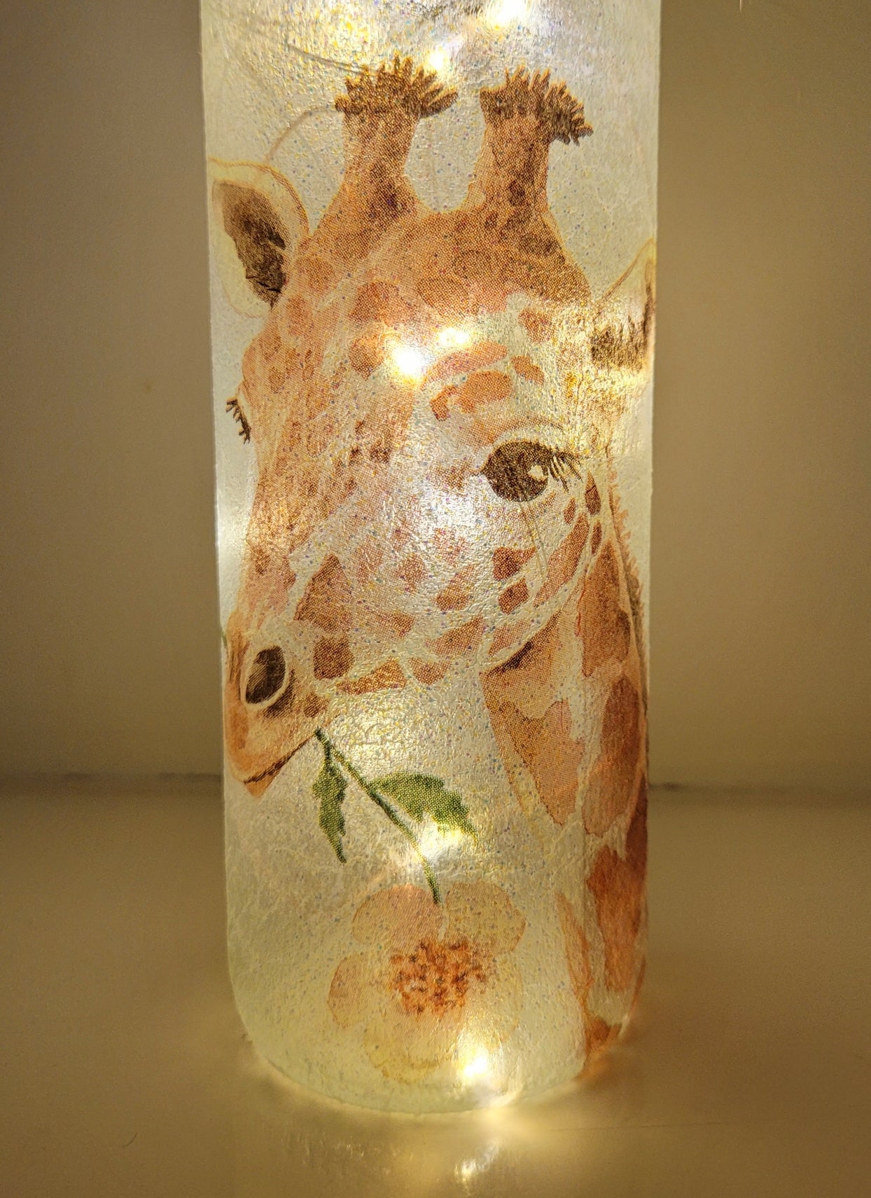 Decoupage Giraffe Bottle Lamp with Jute twine - Quantock Inspiration