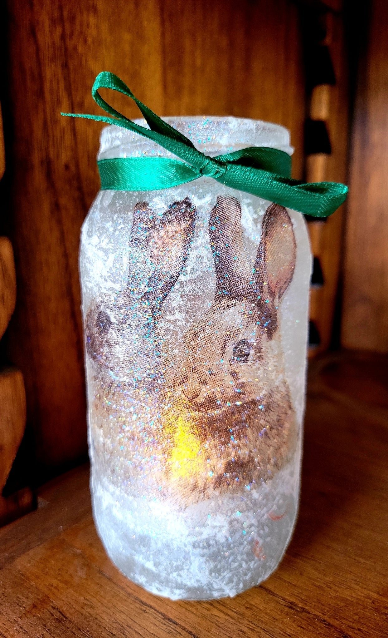 Decoupage Hare Lantern with Flameless Candle - Quantock Inspiration