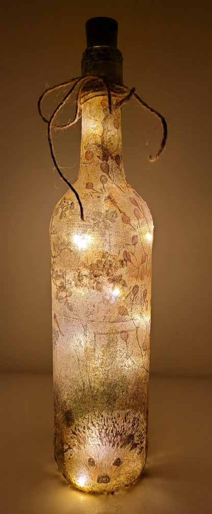 Decoupage Hedgehog Bottle Lamp - Quantock Inspiration