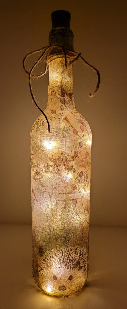 Decoupage Hedgehog Bottle Lamp - Quantock Inspiration