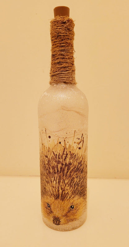 Decoupage Hedgehog String Bottle Lamp - Quantock Inspiration