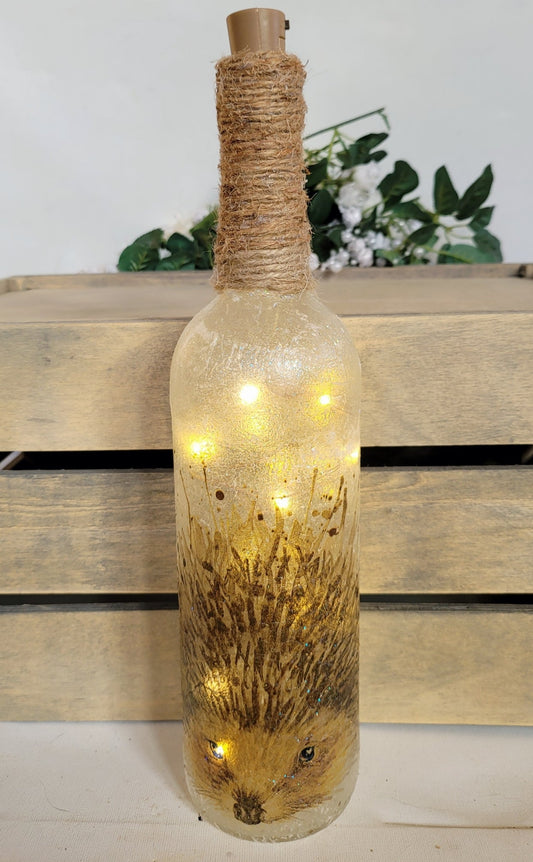Decoupage Hedgehog String Bottle Lamp - Quantock Inspiration