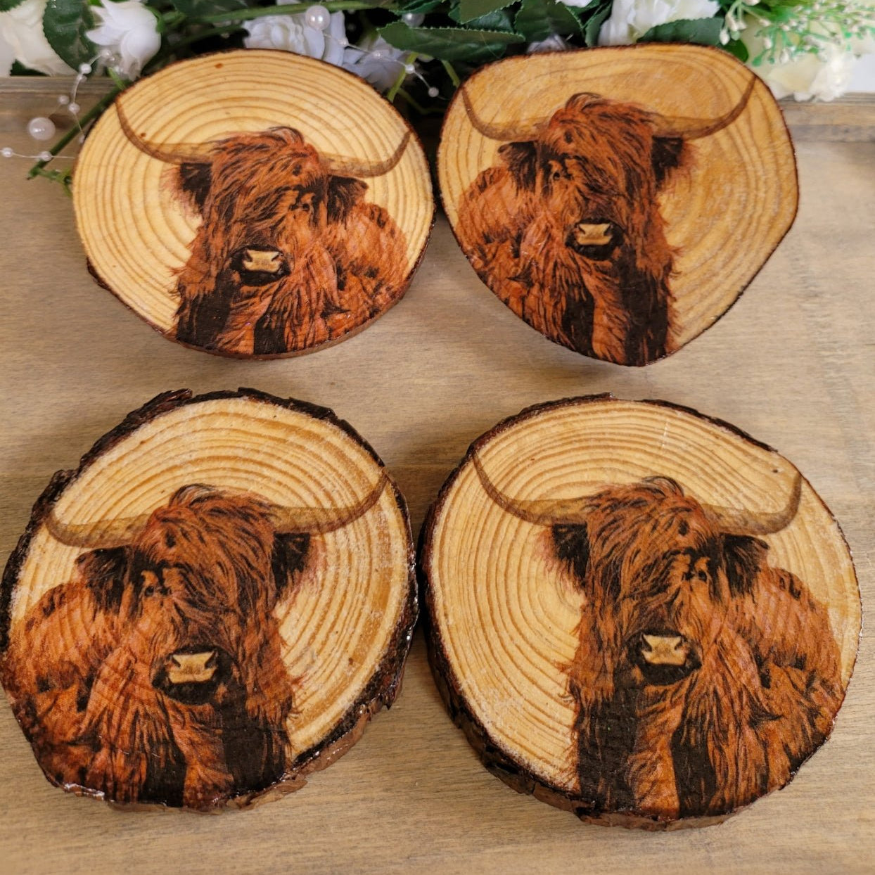 Decoupage Highland Cow Coasters - Quantock Inspiration