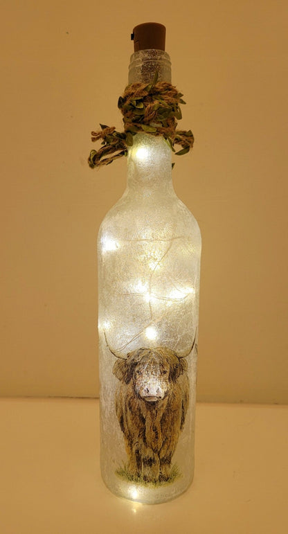 Decoupage Highland Cows Bottle Lamp - Quantock Inspiration