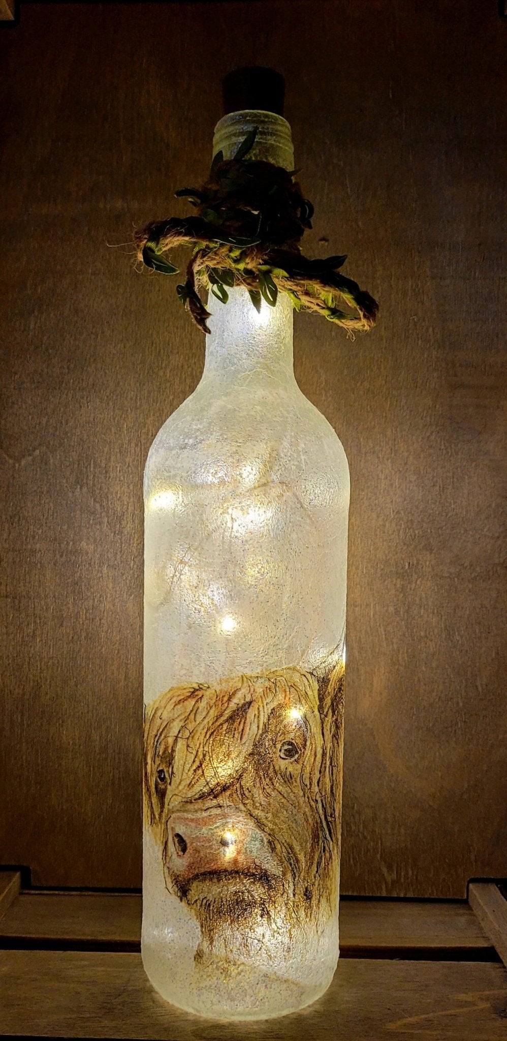 Decoupage Highland Cows Bottle Lamp - Quantock Inspiration