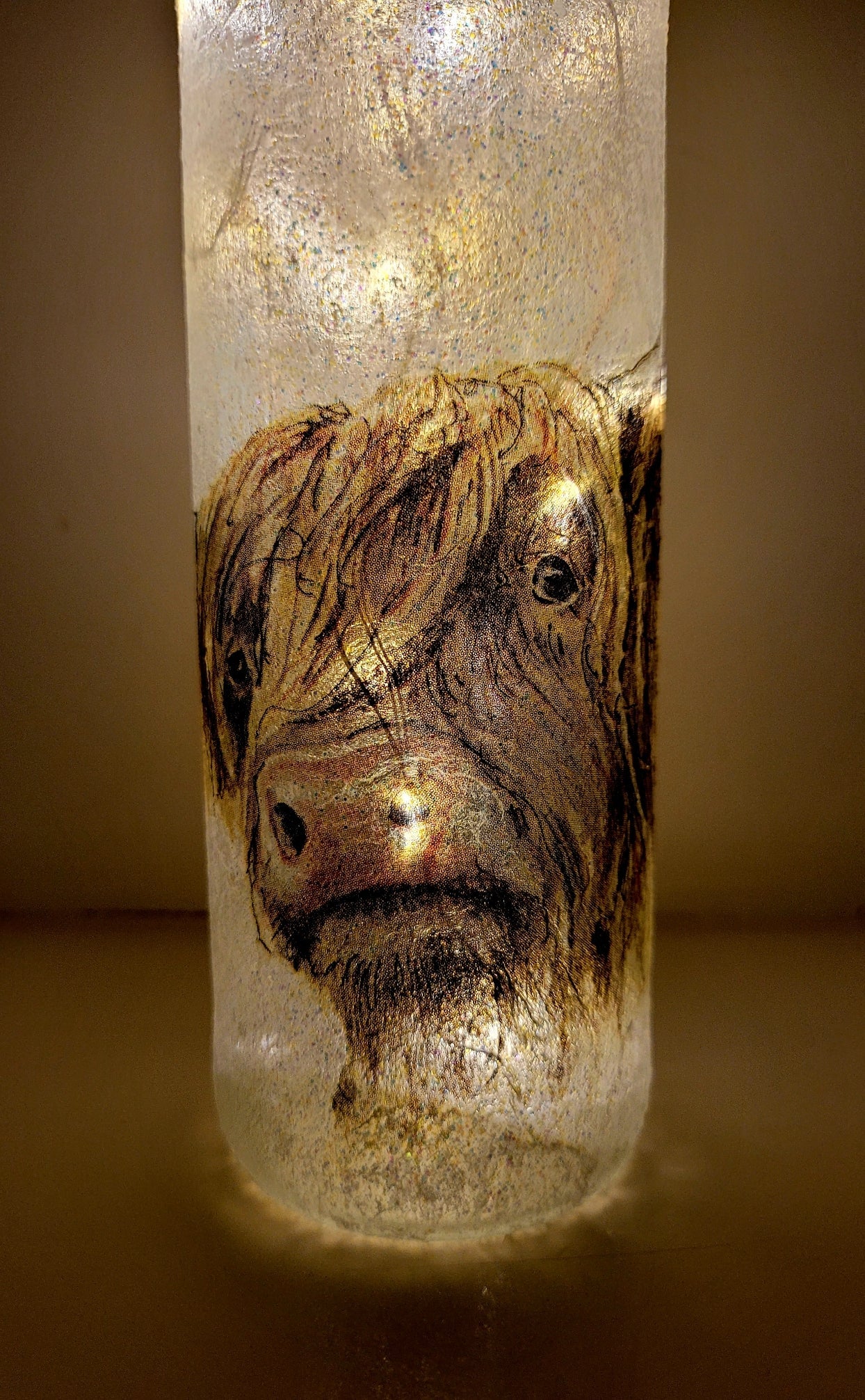 Decoupage Highland Cows Bottle Lamp - Quantock Inspiration