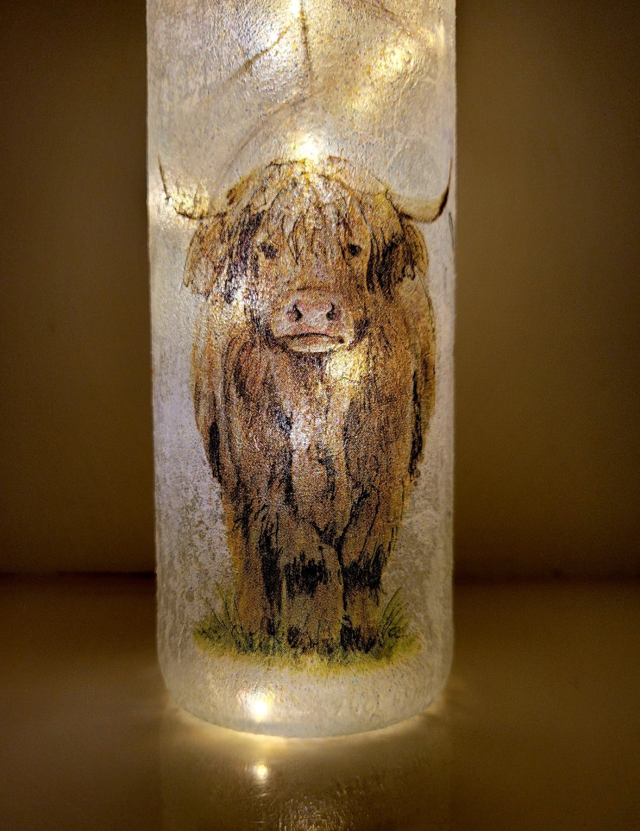 Decoupage Highland Cows Bottle Lamp - Quantock Inspiration