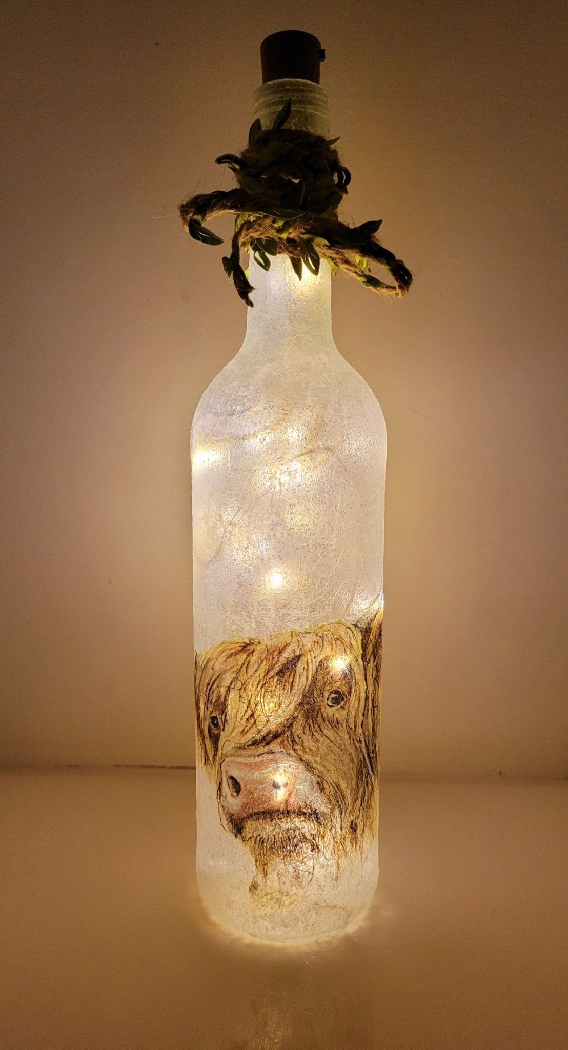 Decoupage Highland Cows Bottle Lamp - Quantock Inspiration