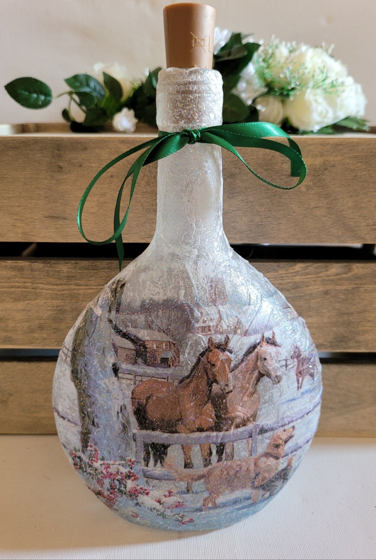 Decoupage Horse Bottle Lamp - Quantock Inspiration