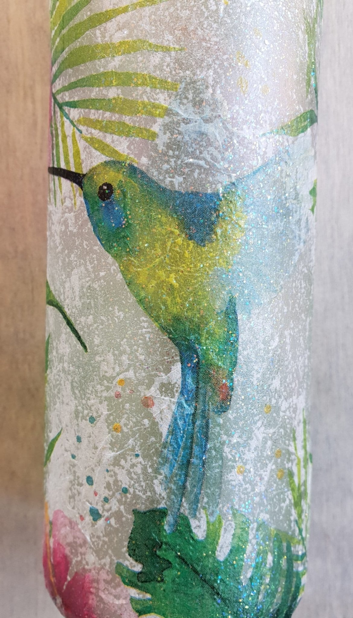 Decoupage Hummingbird Bottle Lamp - Quantock Inspiration