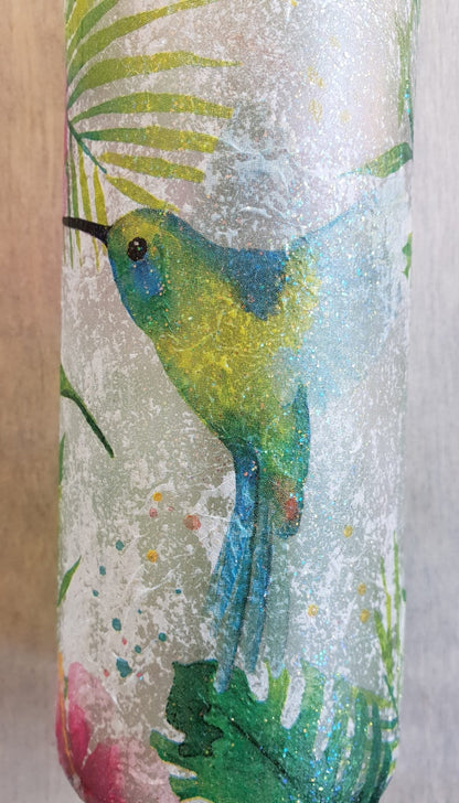 Decoupage Hummingbird Bottle Lamp - Quantock Inspiration
