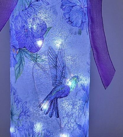 Decoupage Hummingbird Bottle Lamp - Quantock Inspiration