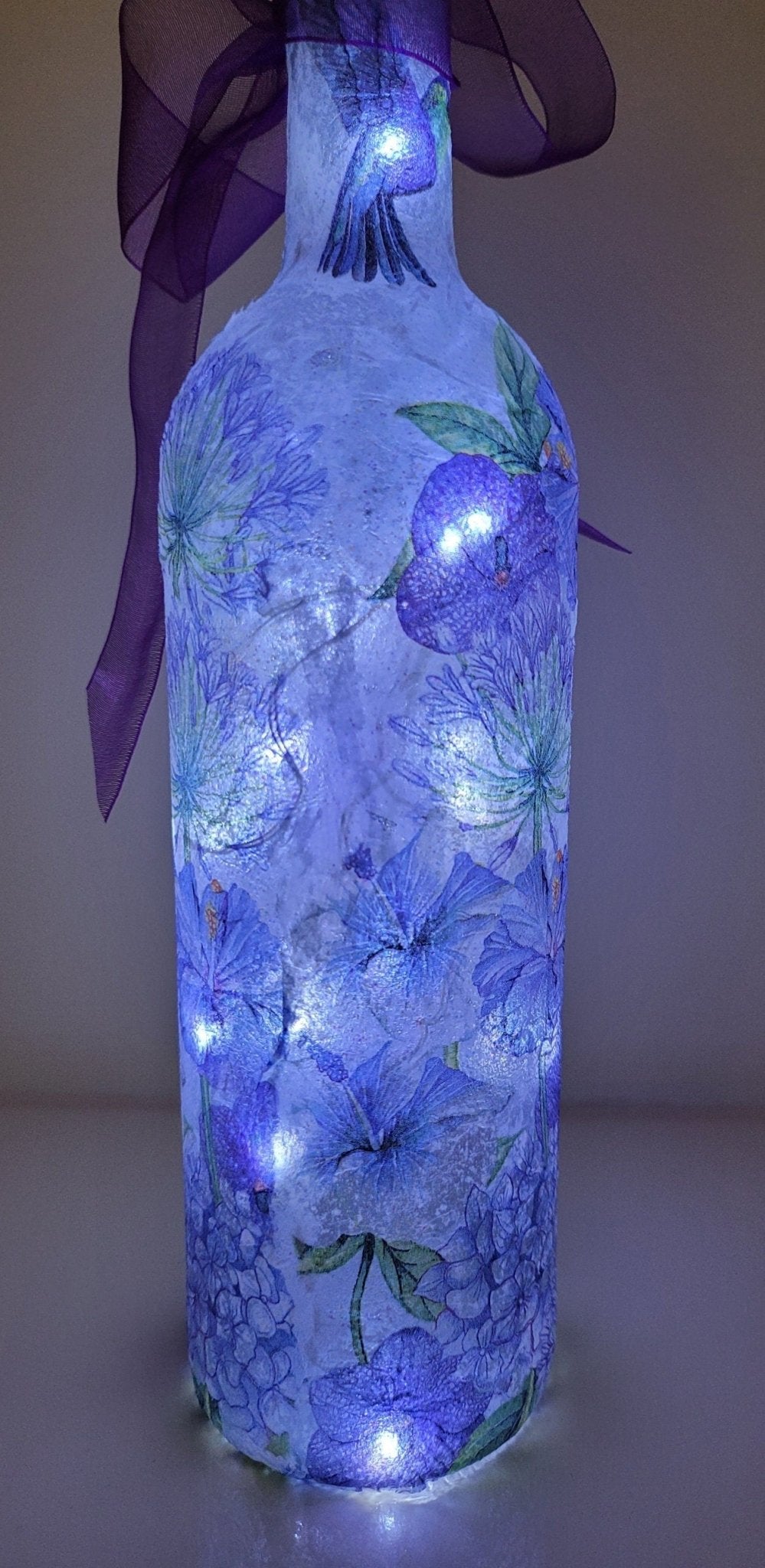 Decoupage Hummingbird Bottle Lamp - Quantock Inspiration