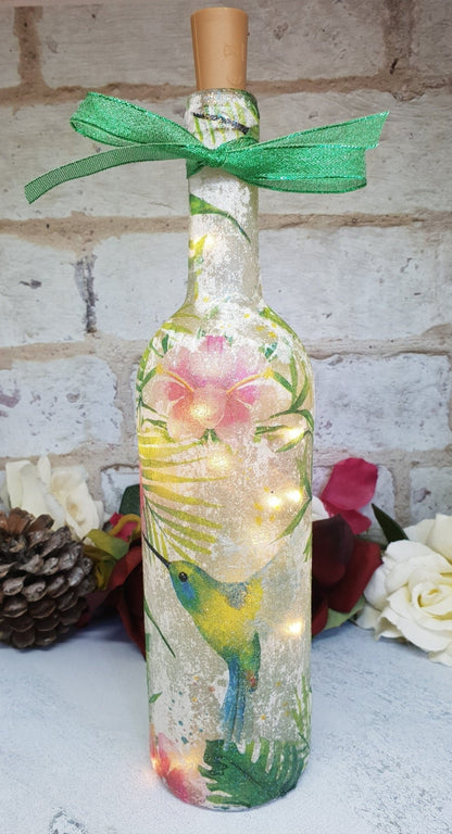 Decoupage Hummingbird Bottle Lamp - Quantock Inspiration