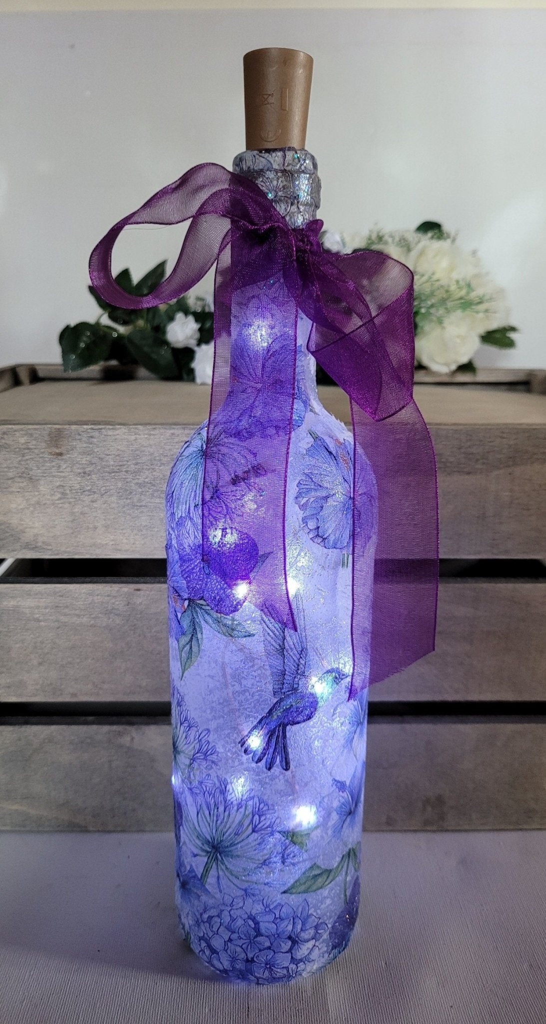Decoupage Hummingbird Bottle Lamp - Quantock Inspiration