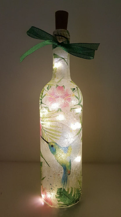 Decoupage Hummingbird Bottle Lamp - Quantock Inspiration