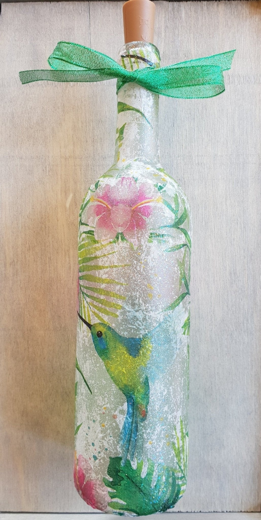 Decoupage Hummingbird Bottle Lamp - Quantock Inspiration