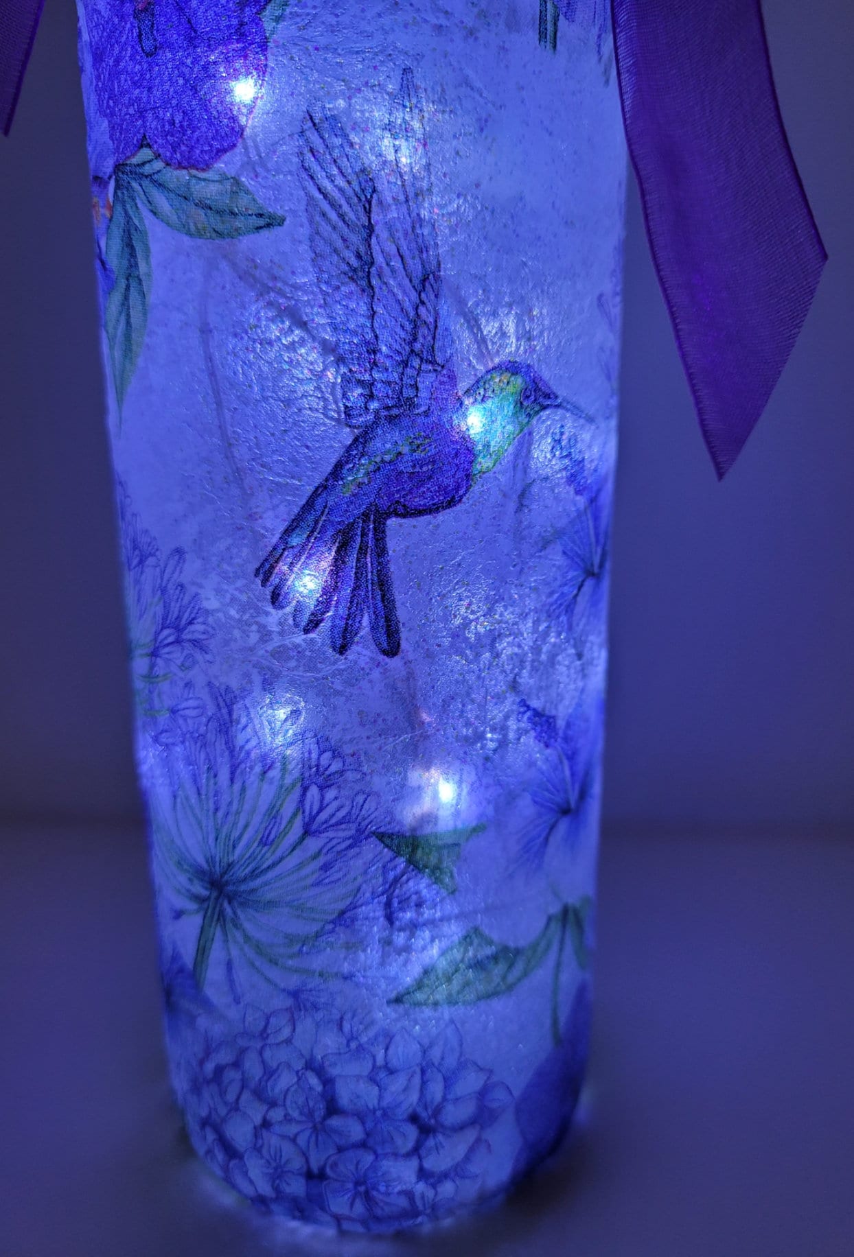 Decoupage Hummingbird Bottle Lamp - Quantock Inspiration