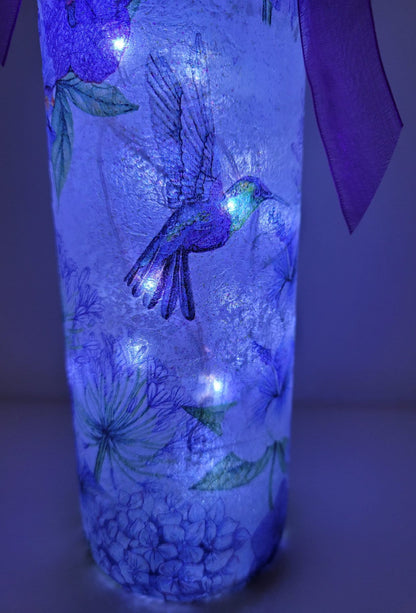 Decoupage Hummingbird Bottle Lamp - Quantock Inspiration