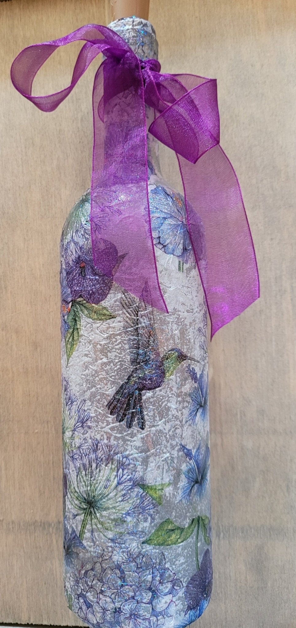 Decoupage Hummingbird Bottle Lamp - Quantock Inspiration