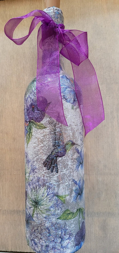 Decoupage Hummingbird Bottle Lamp - Quantock Inspiration