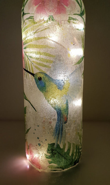 Decoupage Hummingbird Bottle Lamp - Quantock Inspiration