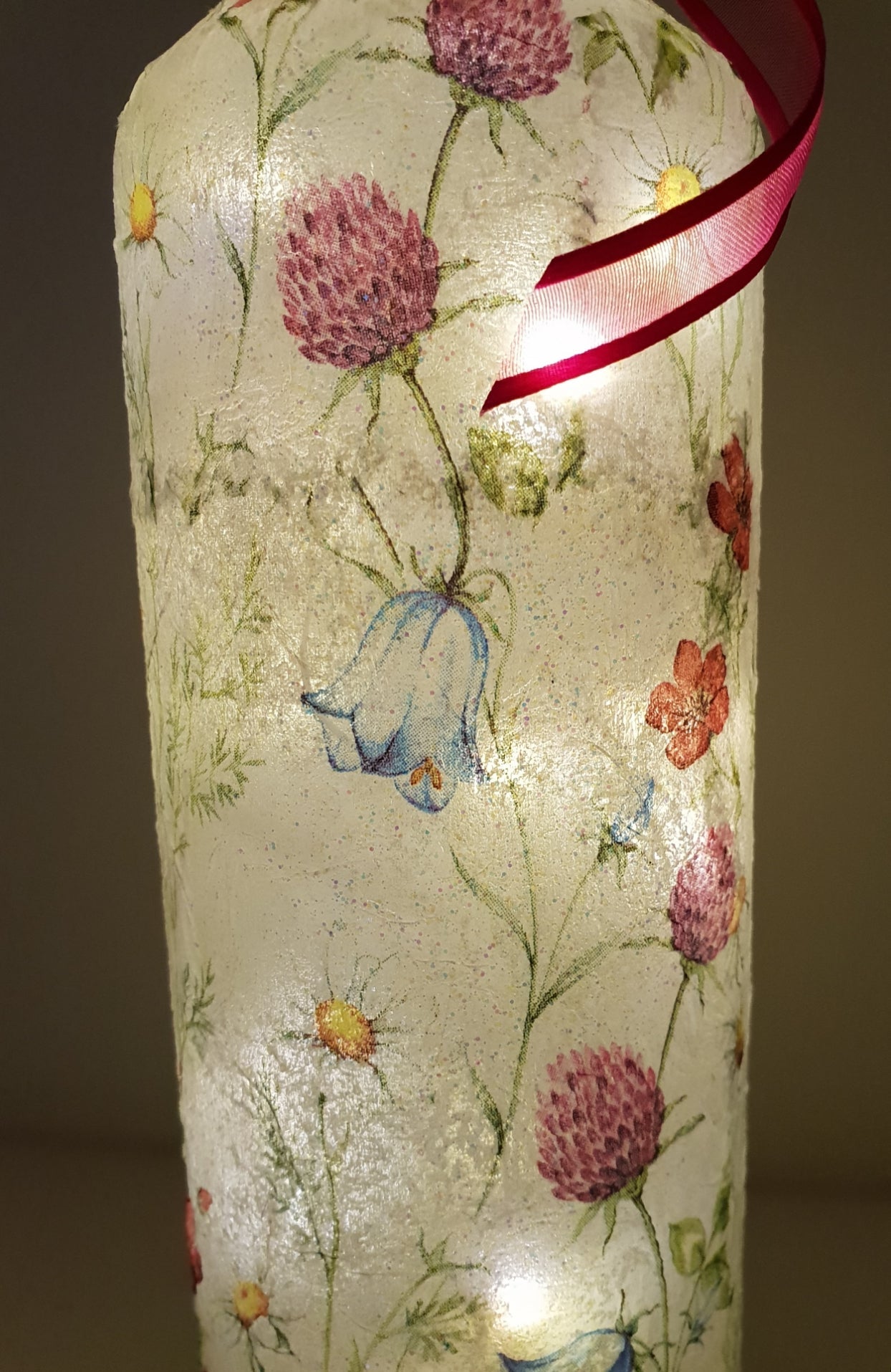 Decoupage Meadow Flower Bottle Lamp - Quantock Inspiration