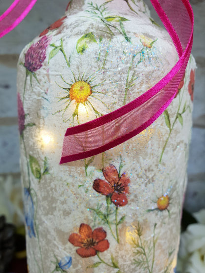 Decoupage Meadow Flower Bottle Lamp - Quantock Inspiration