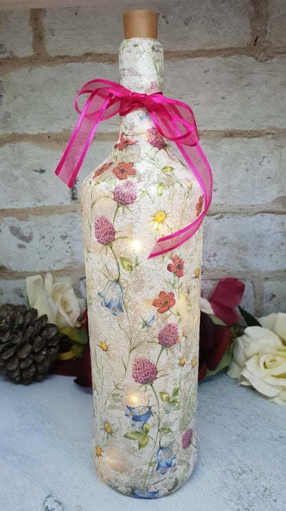 Decoupage Meadow Flower Bottle Lamp - Quantock Inspiration
