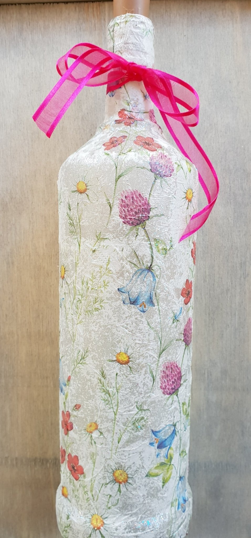 Decoupage Meadow Flower Bottle Lamp - Quantock Inspiration