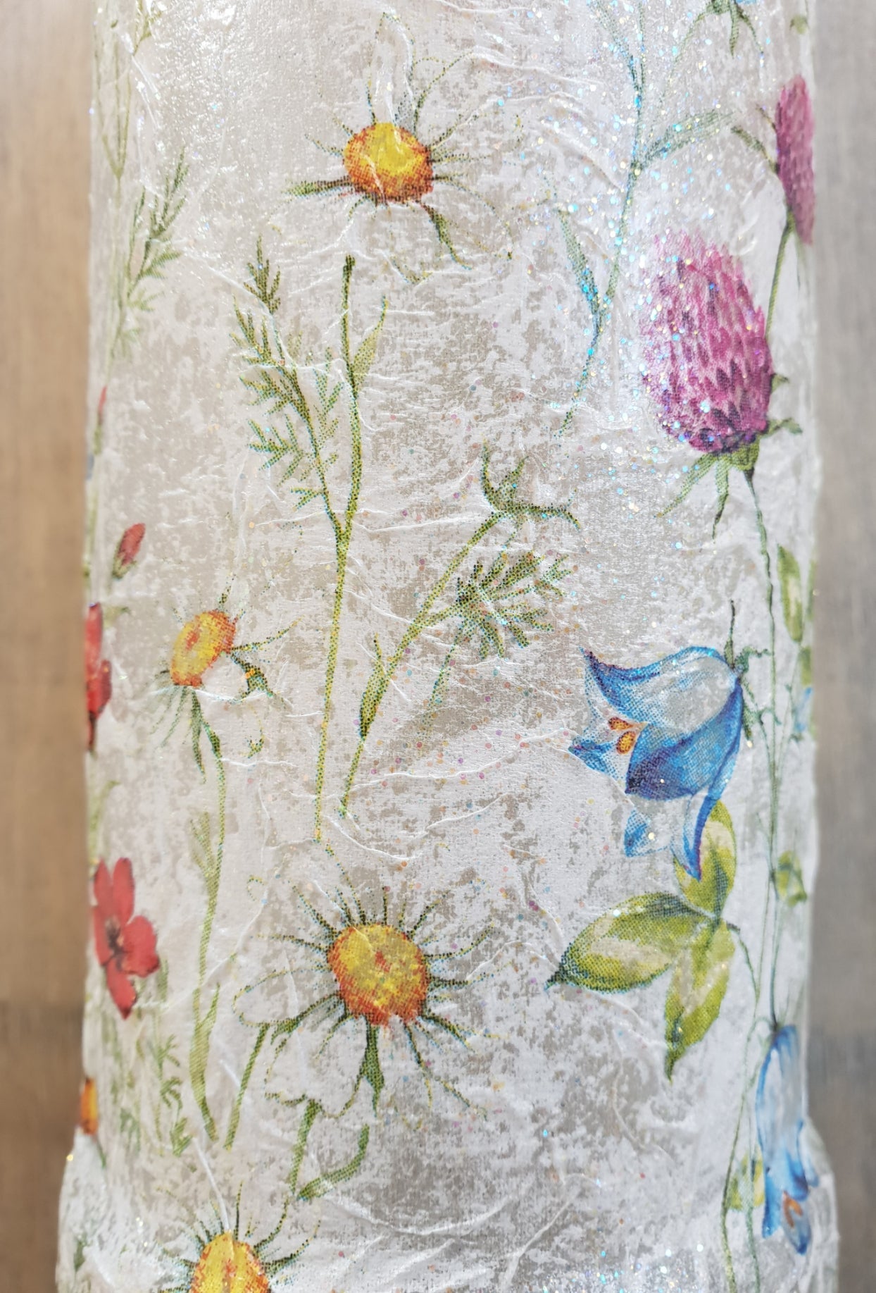 Decoupage Meadow Flower Bottle Lamp - Quantock Inspiration