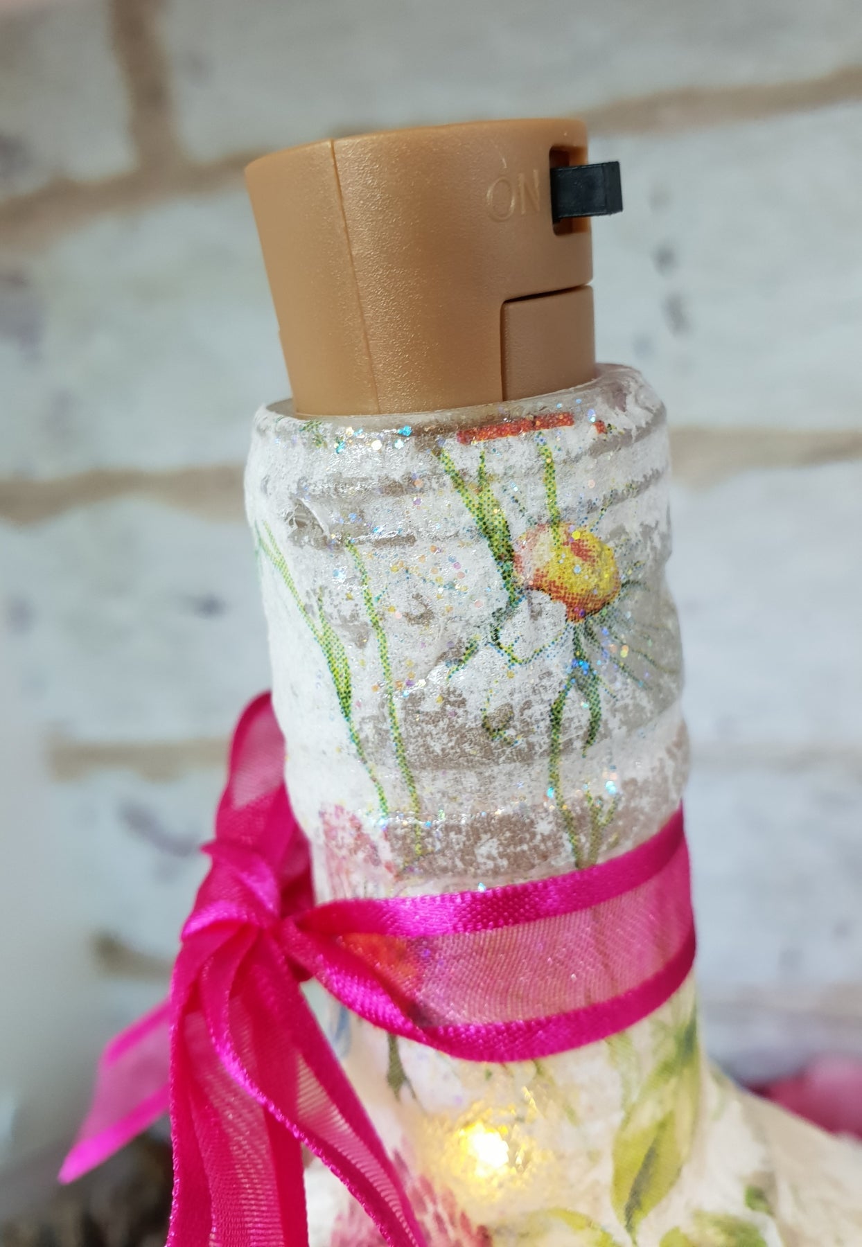 Decoupage Meadow Flower Bottle Lamp - Quantock Inspiration