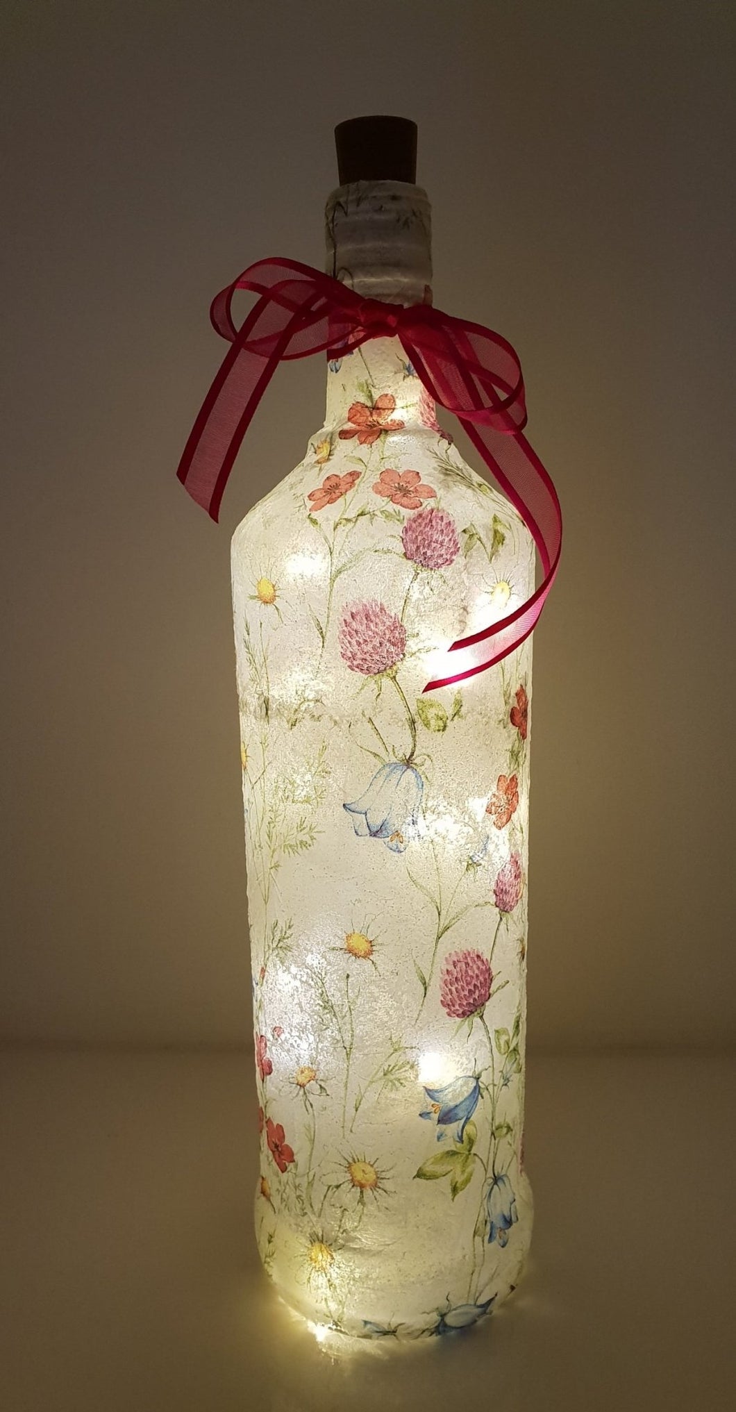 Decoupage Meadow Flower Bottle Lamp - Quantock Inspiration