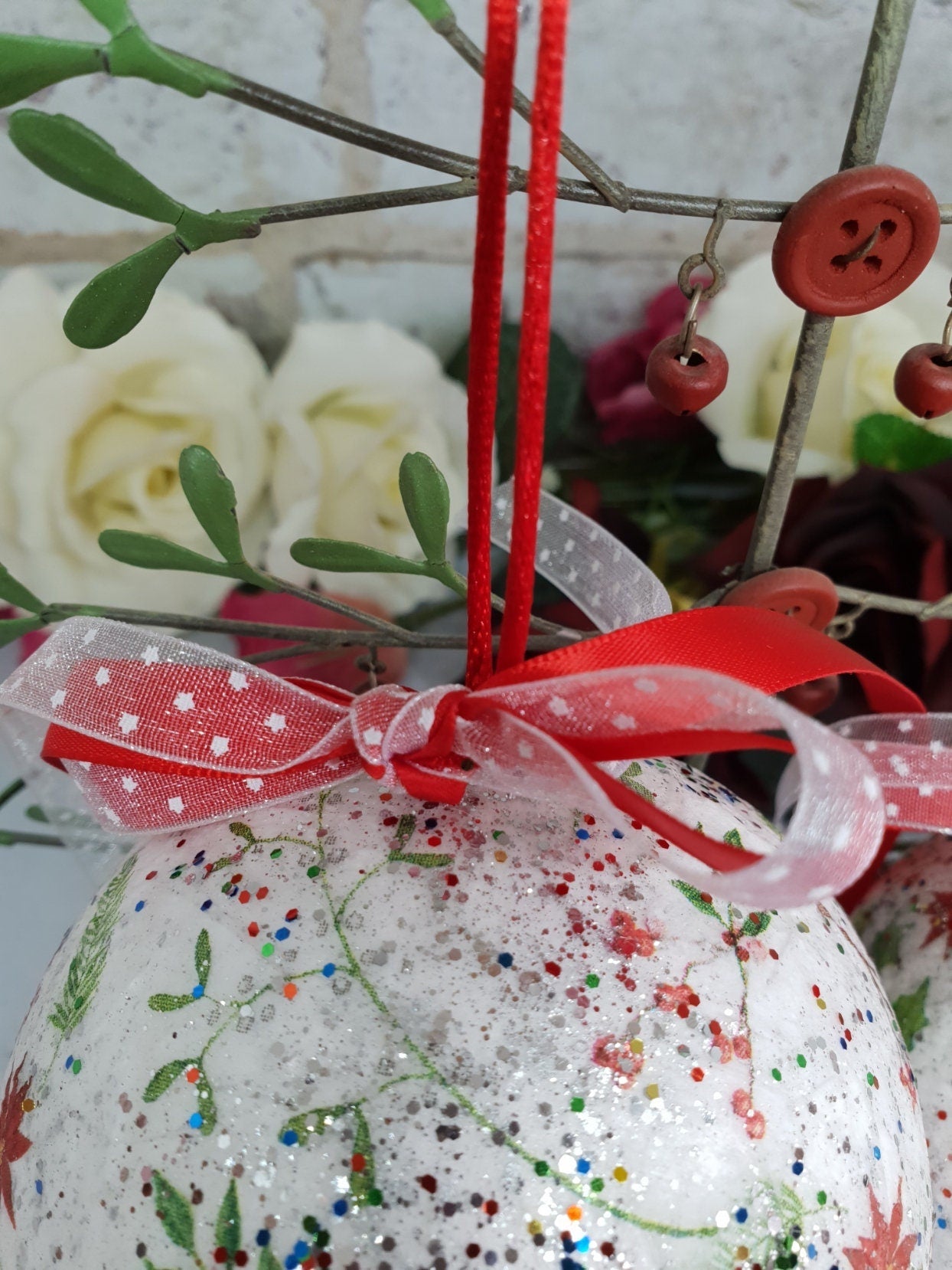 Decoupage Merry Christmas Baubles - Quantock Inspiration