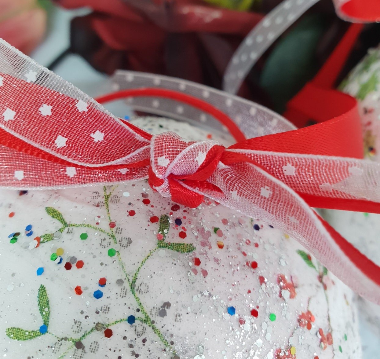 Decoupage Merry Christmas Baubles - Quantock Inspiration