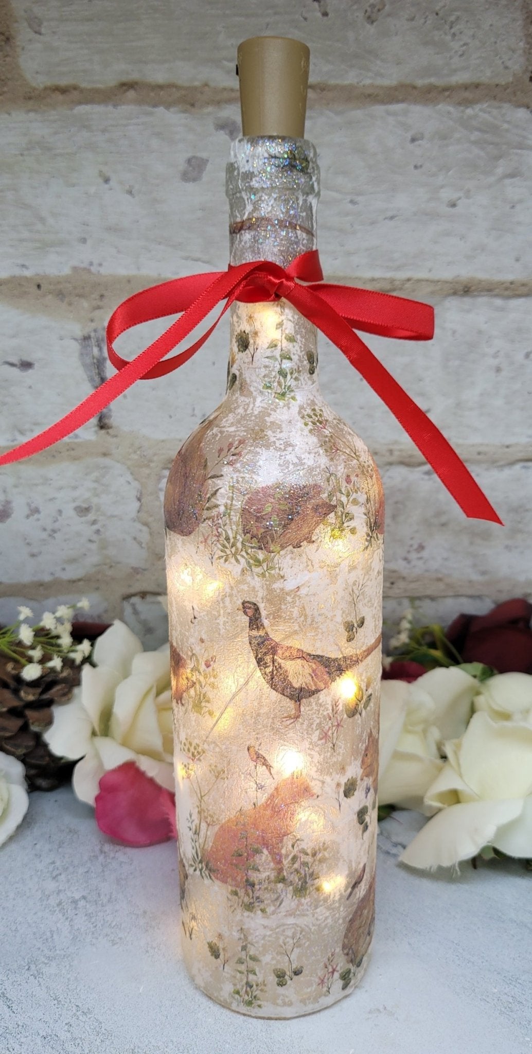 Decoupage Nature Bottle Lamp - Quantock Inspiration