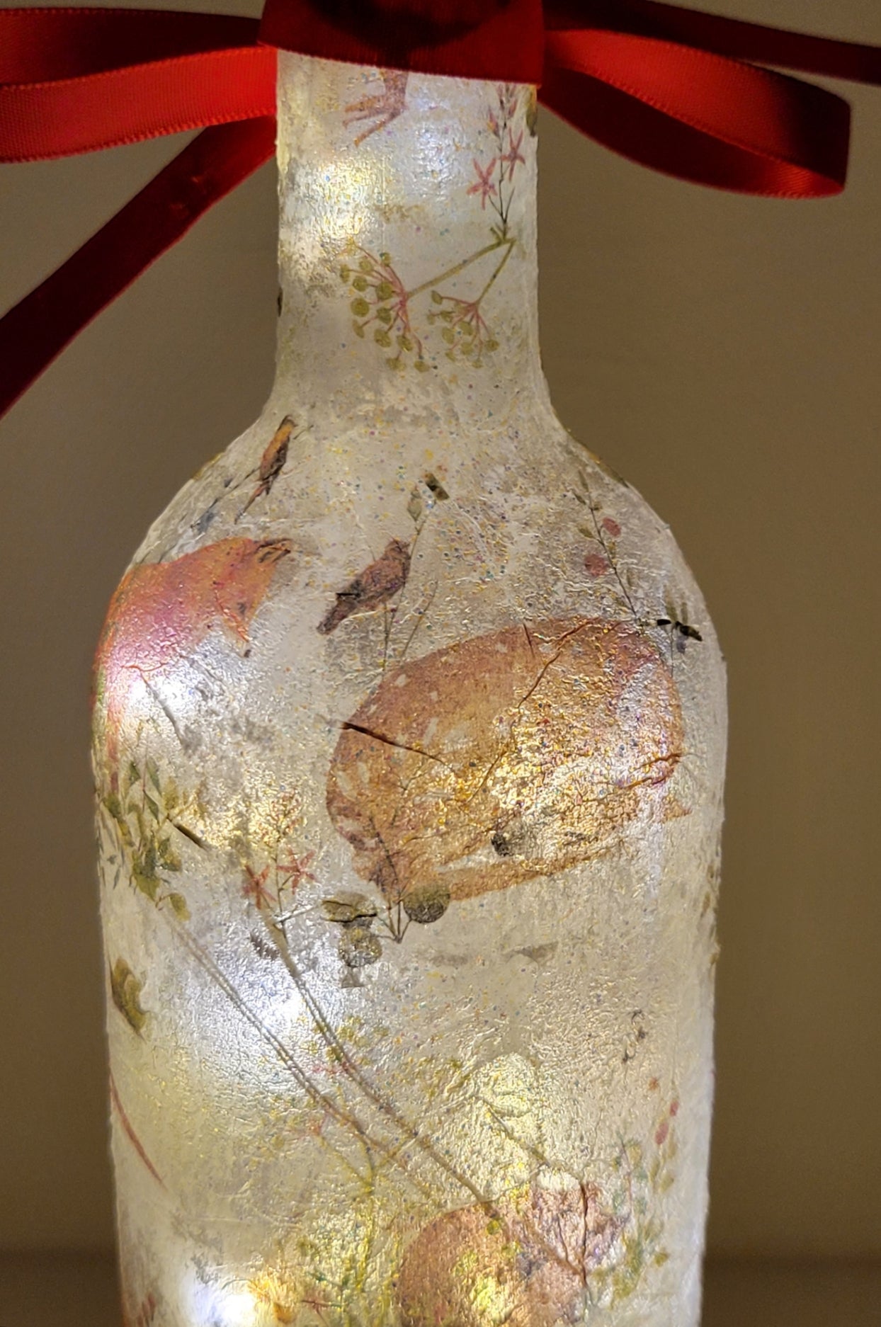 Decoupage Nature Bottle Lamp - Quantock Inspiration
